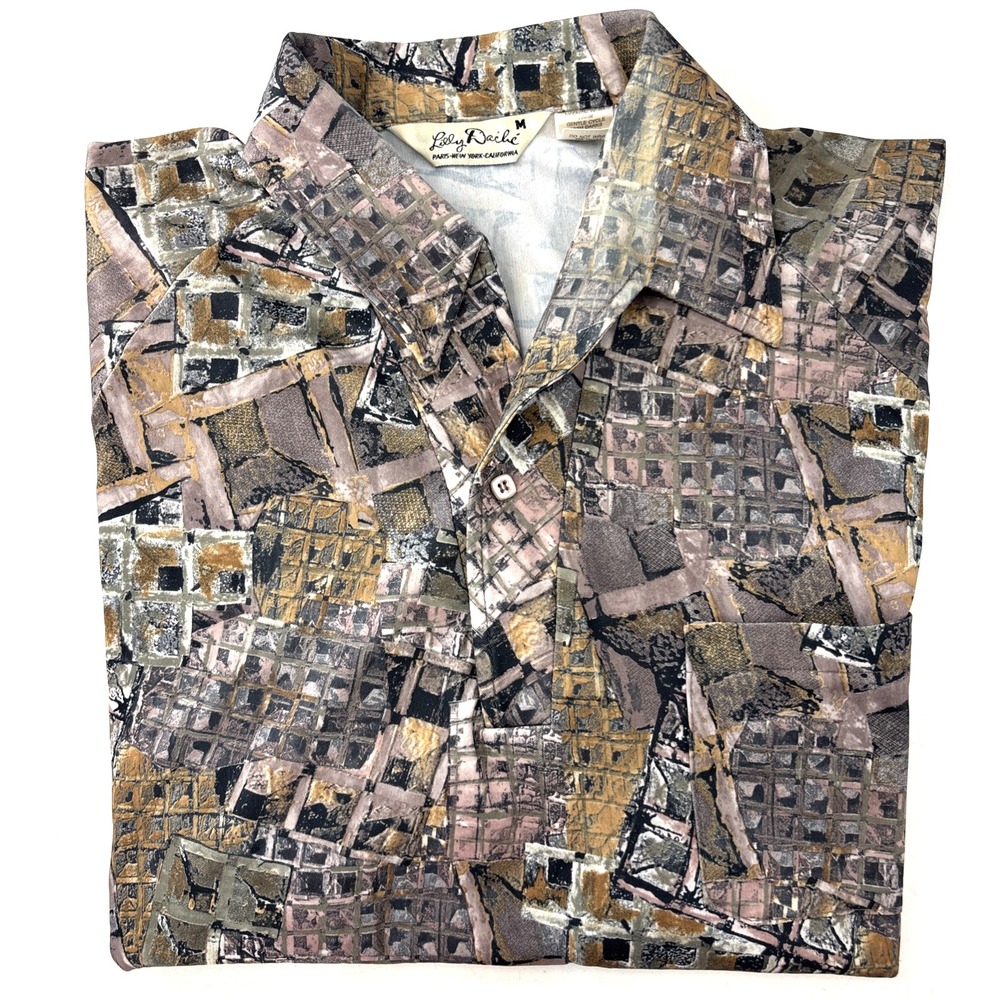 Vintage‎ 70s Lilly Dache Men Polo Shirt Sz M Psychedelic Disco Grunge Rockabilly